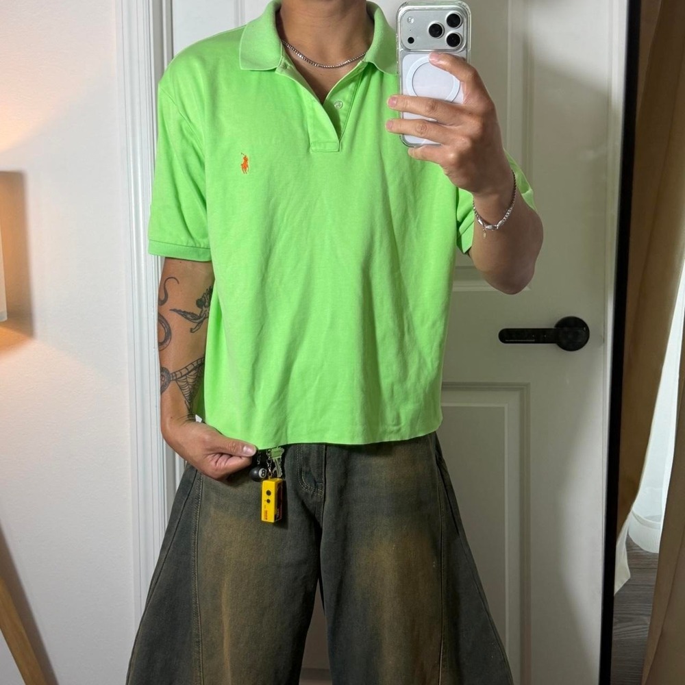 y2k vintage polo ralph lauren cropped button up polo shirt